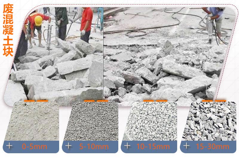 廢混凝土塊粉碎后 廢混凝土塊粉碎后