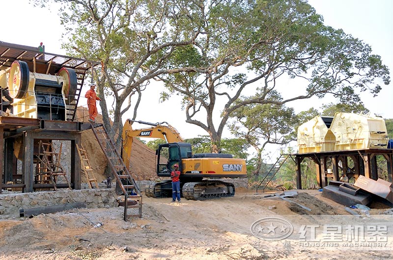 反擊破破石子現(xiàn)場(chǎng)，搭配鄂破機(jī)使用