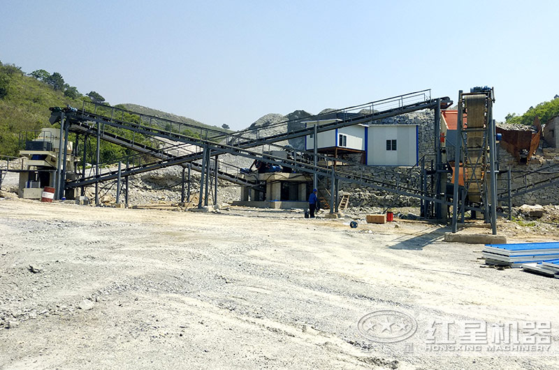 湖北廣水機(jī)制砂生產(chǎn)線全景圖，全套設(shè)備一覽無(wú)余